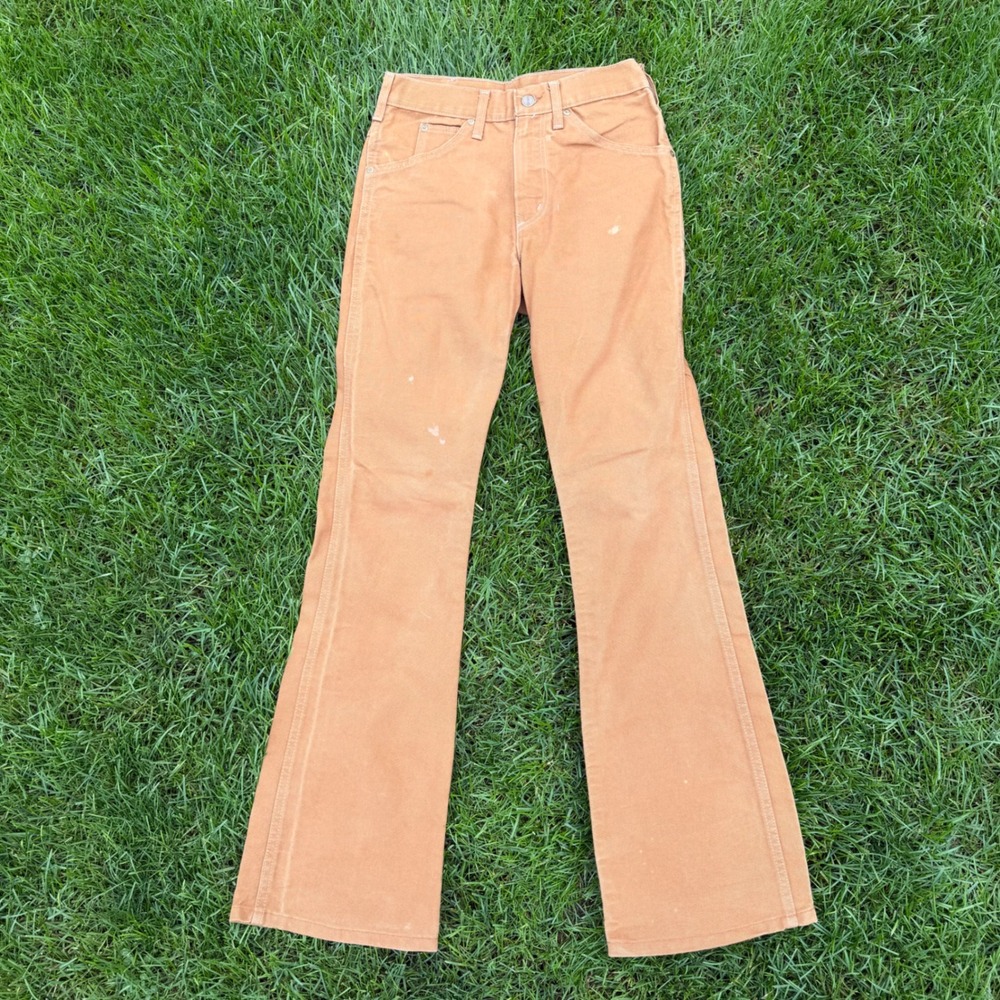 Vintage Carhartt Flare Leg Canvas Work Pants Mens 29x32 Brown Made in USA Cotton